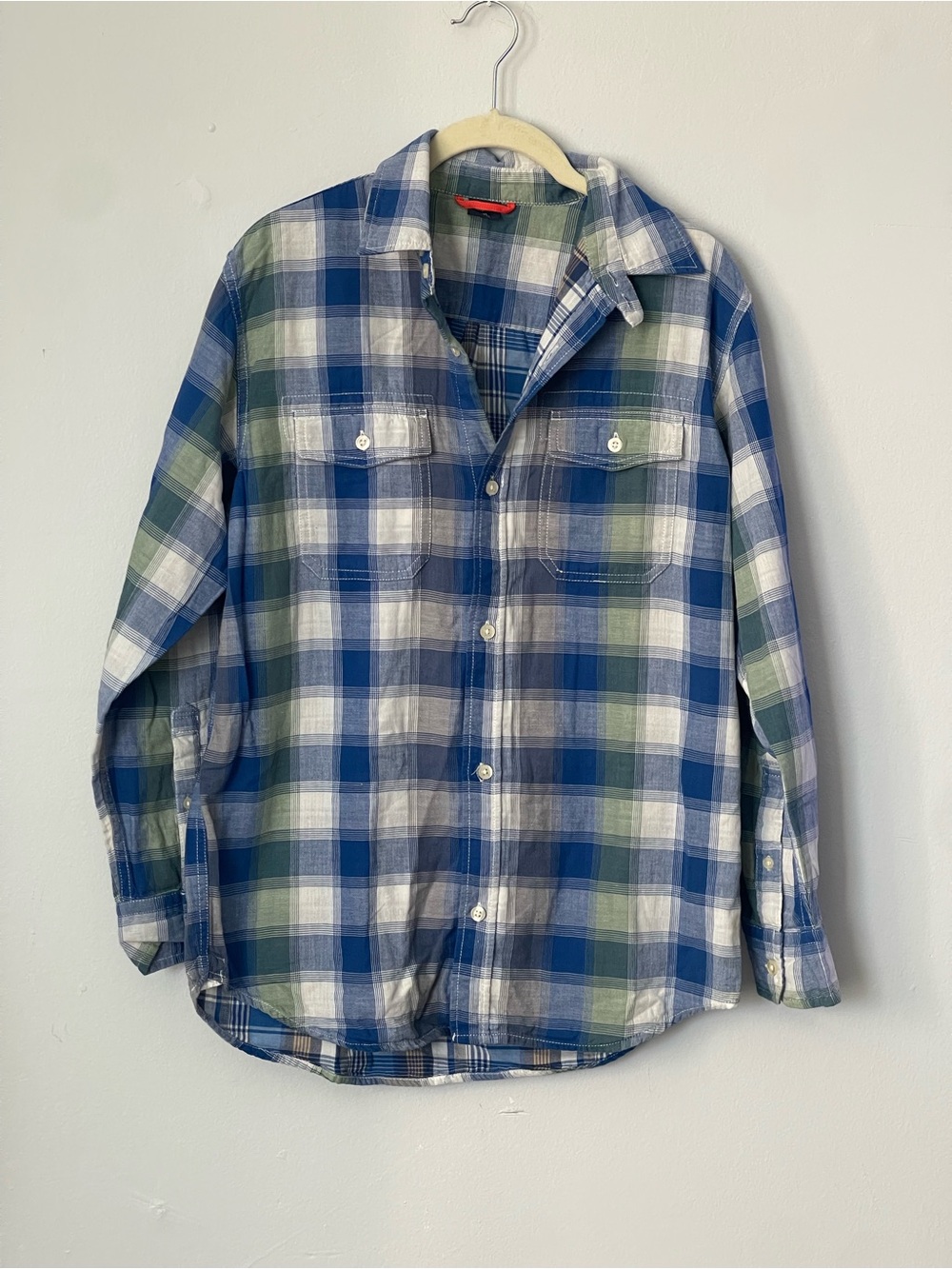 Gap Plaid Button Down Shirt in Blue & Green Size Like New